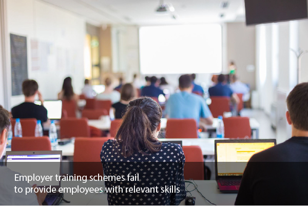 Employer training schemes fail to provide employees with relevant skills